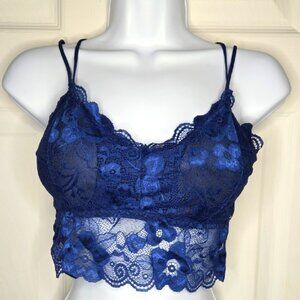 Elegant Lace Bralette in Navy Blue